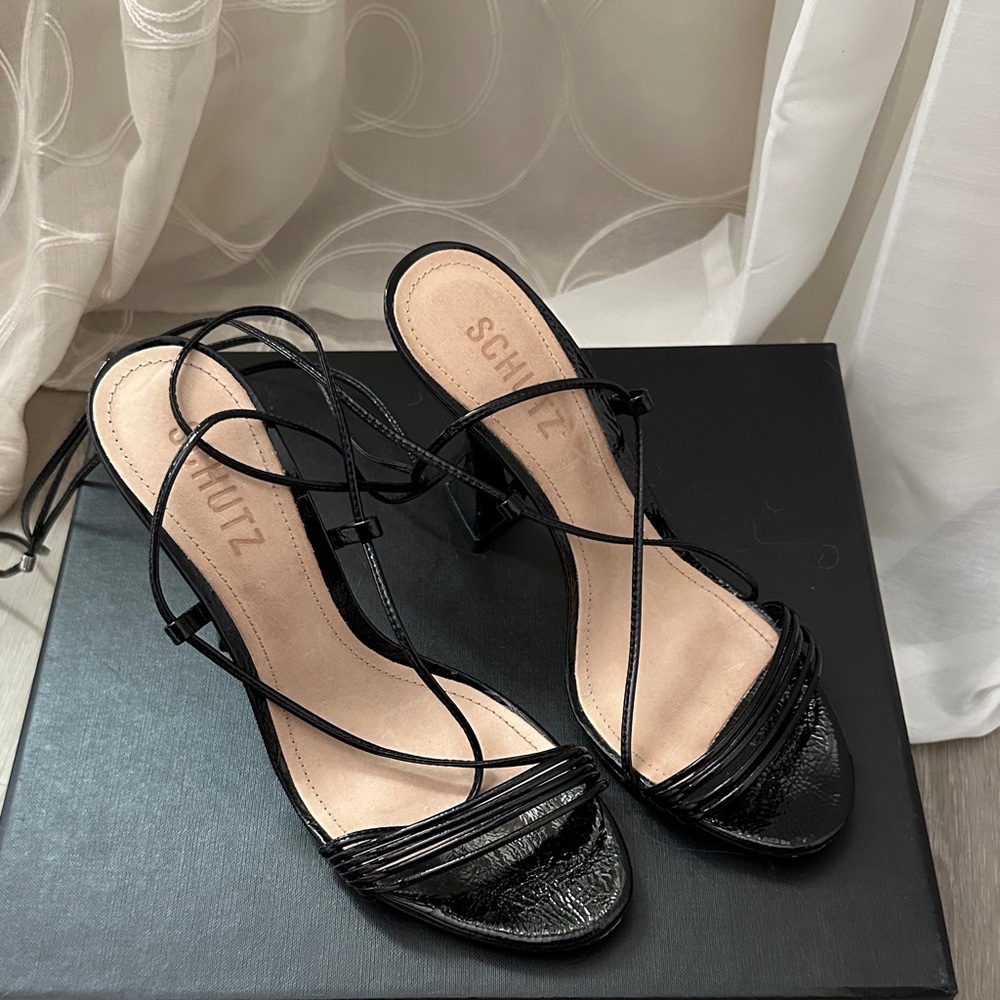 SCHUTZ “Arceli” Black Strappy Heels